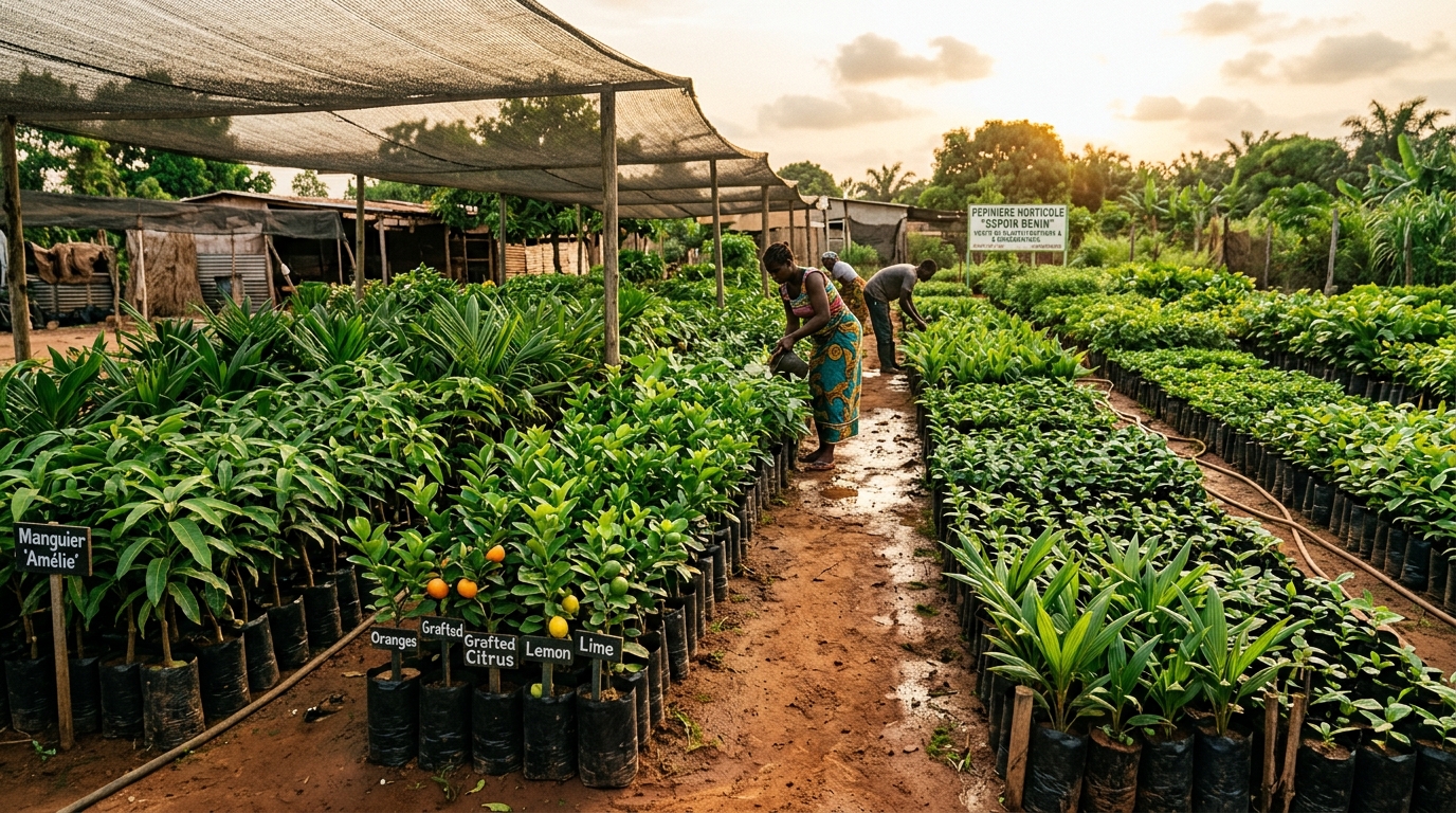 Pépinière de jeunes plants au Bénin